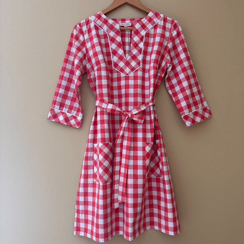 Kayce Hughes Gingham Shirt Dress – Red & White – Size 4